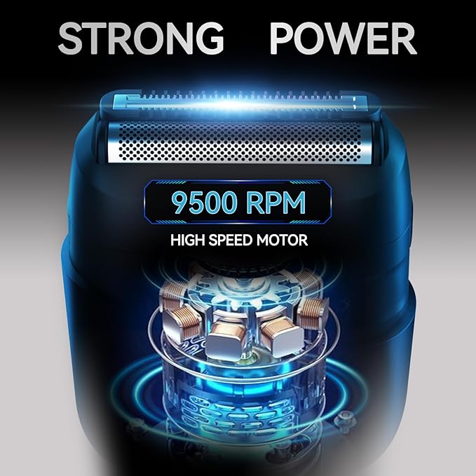 VIKICON® Electric Foil Shavers for Men, Compact Travel Face Shaver, Mini Razor for Shaving Face, Portable On-The-Go Shaver w/Dual Floating Blades, Close Shave Stubble Trimmer USB-C, Gifts for Dad Him