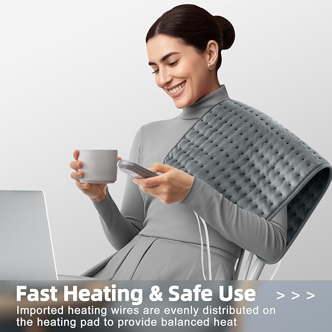 Heating Pad for Pain Relief – 12"x24" Moist/Dry Heat for Back, Neck, Shoulder, and Cramps, Auto-Off, Machine Washable, Ideal Gift for Christmas, Mother's Day, Women, Men, Mom, Dad, Daughter