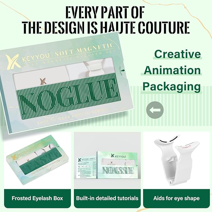 Magnetic Eyelashes Kit: No Glue Reusable Eyelashes, Single Pair, Radiant, Black, Faux Mink, Soft, Lightweight, Natural Appearance