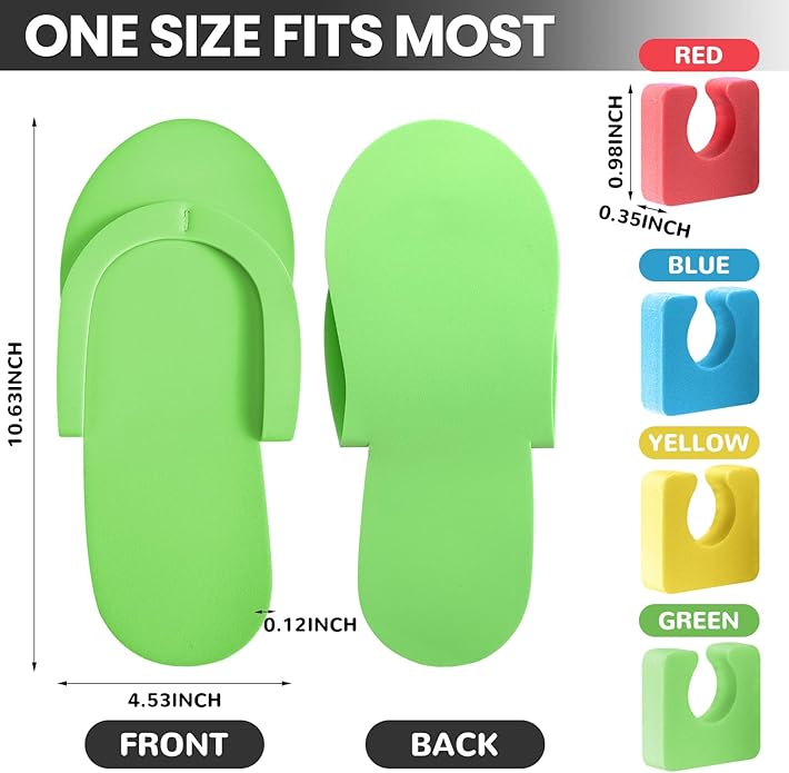 Suhine 120 Pairs Disposable Pedicure Slippers and Toe Separators Kit 40 Pairs Disposable Foam Flip Flops 80 Toe Separators for Women Nail Hotel Salon Spa Party
