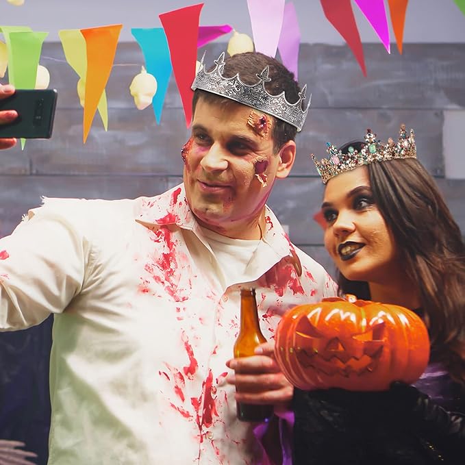 Sureio 2 Pcs Antique Royal King Crown for Men Baroque Queen Crown for 2025 Graduation Prom Party Crystal Tiara Prom Cosplay Birthday Wedding Hair Headband Accessories(Noble Style)