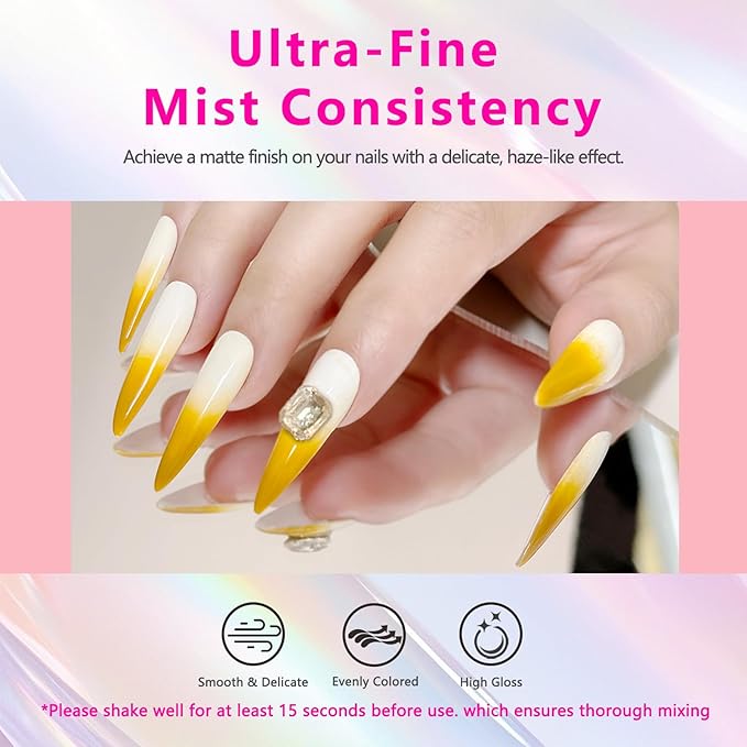 QUEVINA 16 Colors Airbrush Gel Nail Polish Set – Safe, Odorless Formula for Stunning Baby Boomer Nail Art – No Dilution Needed, Long-Lasting & Vibrant Shades 16X15ml