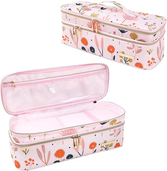 MissBoy Double Layer Travel Case Compatible with Revlon One-Step Volumizer/Hair Dryer/Hot Air Brush, Dyson Hair Dryer Carrying Case, Shark Flexstyle Storage Organizer Bag (Bag Only)