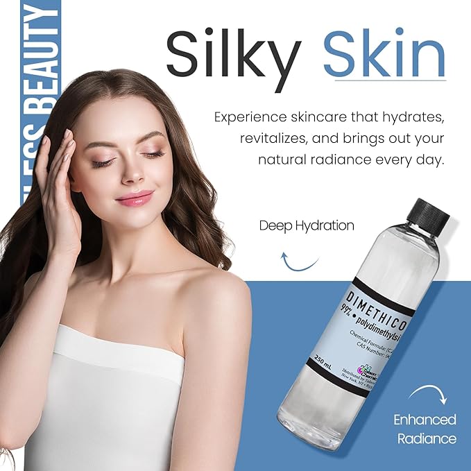 Dimethicone Oil Pure (250 mL / 8.45 Fl Oz) DIY Pure Dimethicone Cosmetic Grade Skin Moisturizer and Head Lice Treatment, Liquid Silicone for, Gun Oil