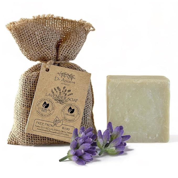 Lavender Soap Bar Organic Natural Vegan Traditional Handmade Antique - Makeup Remover, Skin Cleanser - Absolutely No Chemicals! Pure Natural Soap!
