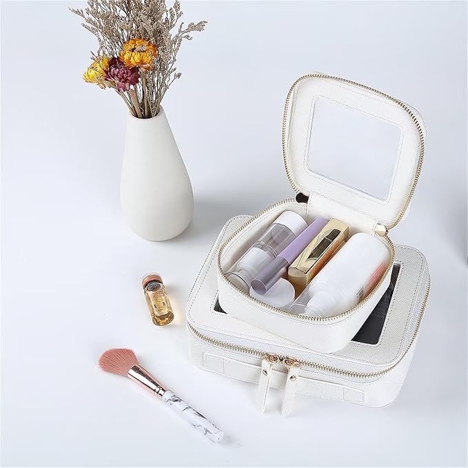Small Clear Makeup Bag Travel Cosmetic Case, Portable Make Up Organizer Traveling Compact Car Bag for Essentials Transparent Toiletry Bag with Zipper