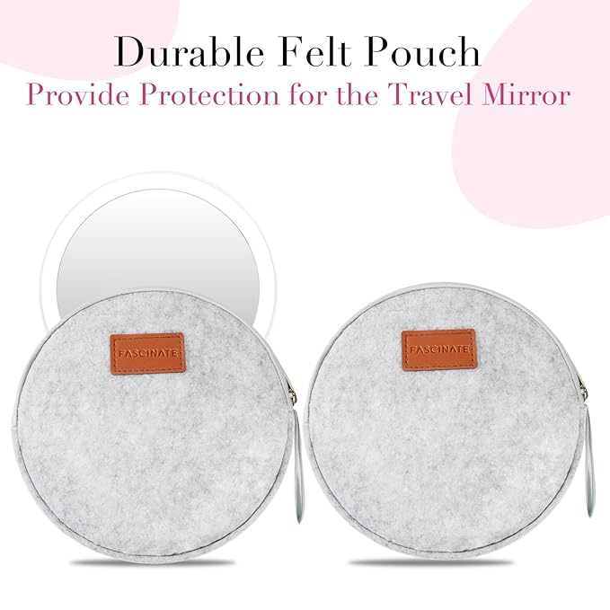 FASCINATE Magnifying Mirror with Light 10X/1X, Double Sided Travel Mirror with Light, Rechargeable Makeup Mirror with 3 Color Setting Adjustable Stand Lighted Mirror Vanity Portable Desk Cosmetic