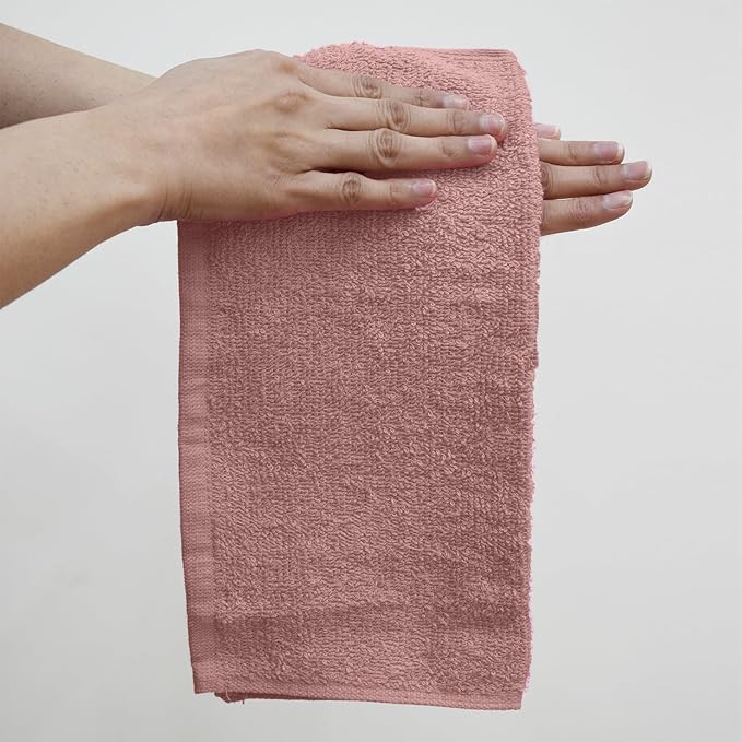 DAN RIVER 100% Cotton Washcloths 24 Pack Premium Quality Face and Body Cloth, Quick Dry Essential Towels for Bathroom, Hand, Kitchen & Cleaning, Baby Washcloths | 12X12 in | 400 GSM | Dusty Rose