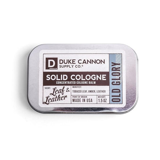 Duke Cannon Solid Cologne - Old Glory Premium Concentrated Cologne Balm, Fresh Tobacco, Amber, and Leather Scent, 1.5 oz. Travel Tin