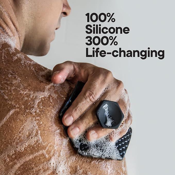 Tooletries - Body Scrubber - Silicone Exfoliating Scrubber - Bathroom & Shower Accessories for Men, Travel Essentials for Men - Durable & Long Lasting Body Wash Scrubber for Men - 3 Pack