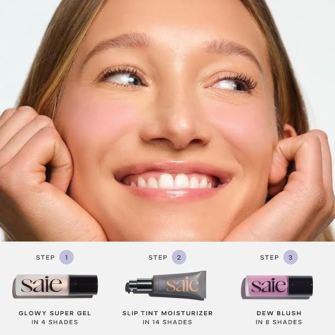 Saie Glowy Super Gel Lightweight Illuminator - Luminizer and Makeup Primer for Glowing Skin - Enriched with Vitamin C + Hydrating Squalane Oil - Warmglow (1 oz)