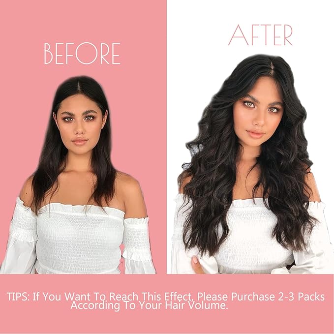 Loxxy Seamless Hair Extensions Clip in Human Hair For Women Ultra-Invisible PU Weft Clip On Hair Extensions Natural Black #1B Color 14inch 7 Pieces Thick Seamless Clip in Hair 110gram