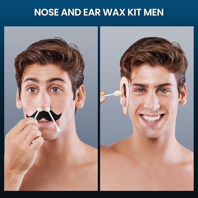 Nose Wax Kit Men, Nose Ear Hair Waxing Kit with 100g Wax, 40 Sticks, Ear Hair Removal for Men, USB Fast Heat, Smart Constant Temp, Upgraded Size, Multi-Accessories, Gray