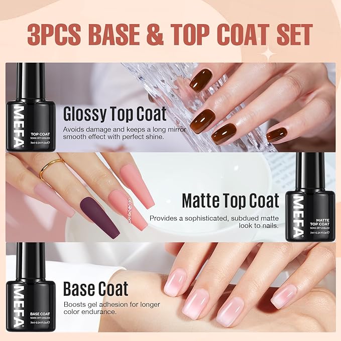 MEFA Glitter Gel Nail Polish Set, 23 Pcs Burgundy Red Green Gel Polish Set Pink Glitter Gold Nail Polish Blue Gold Sparkle Nail Polish Gel Manicure Soak Off Salon Gifts for Women