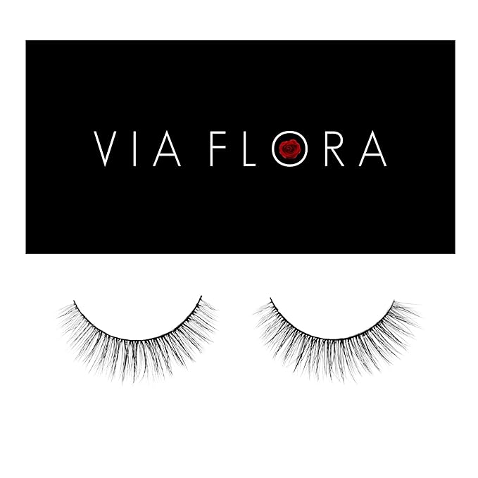 Cruelty Free 3D Faux Mink Eyelashes - Reusable and Durable - Fluffy and Natural - 100% Vegan Luxury Fibers - by Via Flora Beauty (Rose Dust)