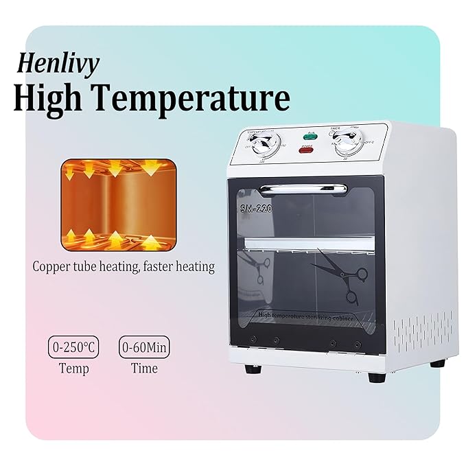 High Temperature Sterilizer, 8L Large Capacity Dry Heat Sterilizer, Max. Temperature 220℃, With Temperature Control & Timer, For Hair Salon Spa Nail Salon, Tool Sterilizer