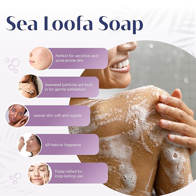 Loofa Duo Set - Exfoliating Sea & Grapefruit Soap Bars - Natural Fragrance - Hydrating & Moisturizing Triple-Milled Luxury - 10.5 Oz Each