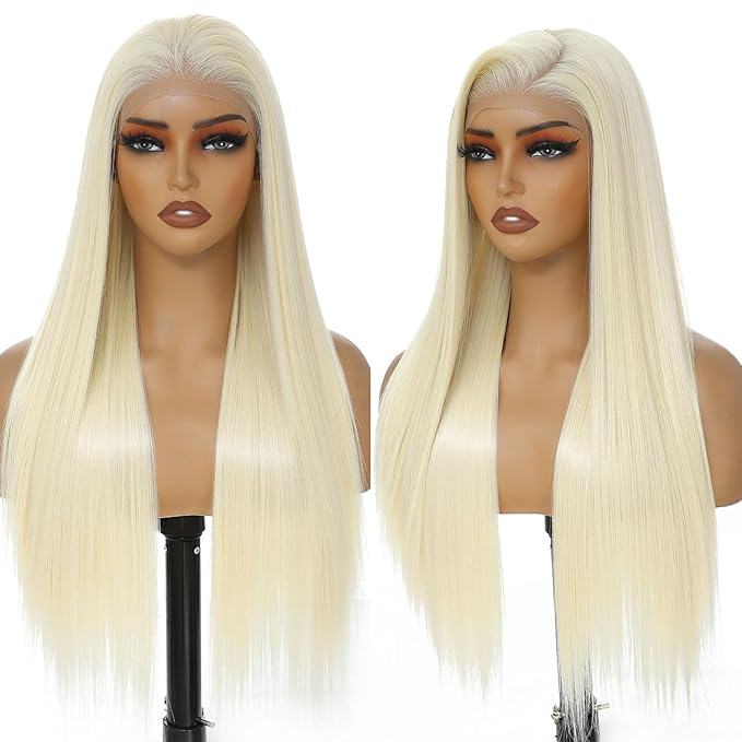 Blonde Wig 7x5 Glueless Lace Front Wig for Women Synthetic Lace Pre Plucked HD Lace Straight Wig Wear And Go Glueless Wig 613 Blonde Wig 26inch