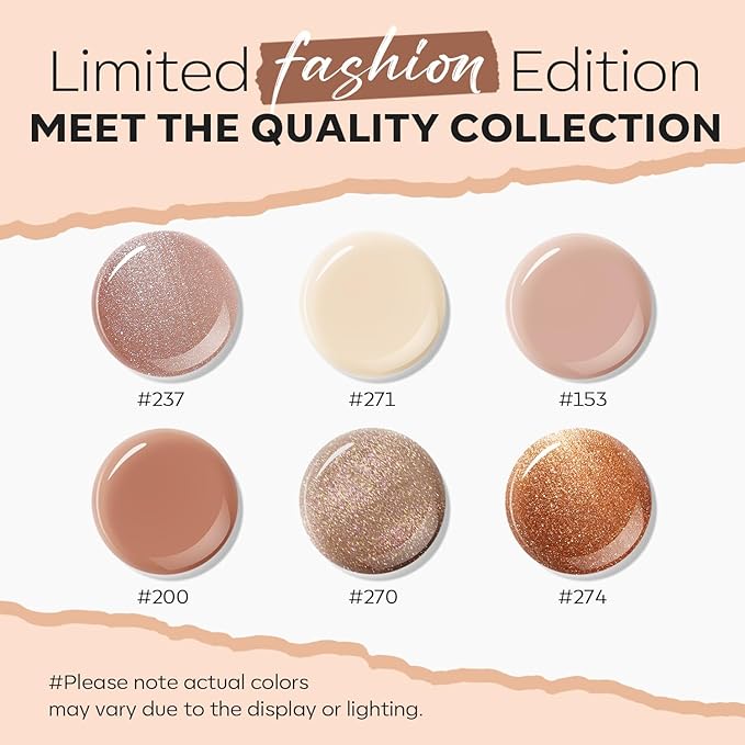 modelones Nail Polish Set 6 Colors, Milky White Brown Metallic Nude Bronze Quick Dry Mini Nail Lacquer Kit Shimmer Burnt Orange Copper Nail Art DIY Home Salon Manicure Gift for Women Girls