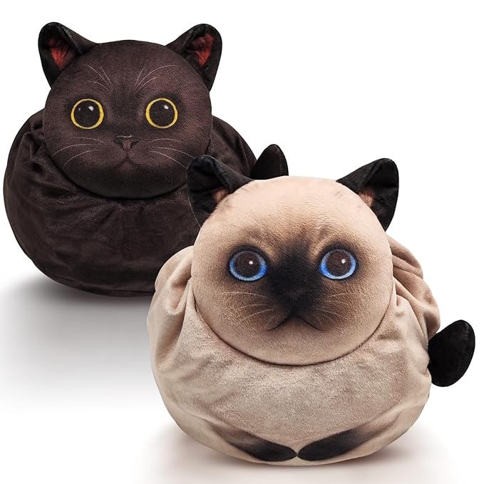 Drawstring Makeup Bag, Cat Makeup Bag, Travel Makeup Organizer, Cosmetic Pouch Bag, Cat Gift for Women, Lay Flat Makeup Bag Gifts for Cat Lovers(2-Pack)