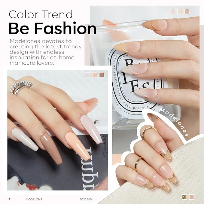 modelones Nude Gel Nail Polish Set 6 Colors, Nuetral Skin Tones Beige Taupe Ivory White Grey Light Brown Gel Polish All Seasons, Soak Off Soapnails Manicure Kit Nail Art Design Salon at Home Gift