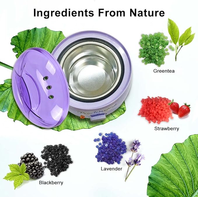 Portable Electric Wax Warmer Kit for Total Body Hair Removal - Melting Pot Hot Wax Heater with Accessories for Facial, Bikini, Armpit Waxing at Home for All Genders