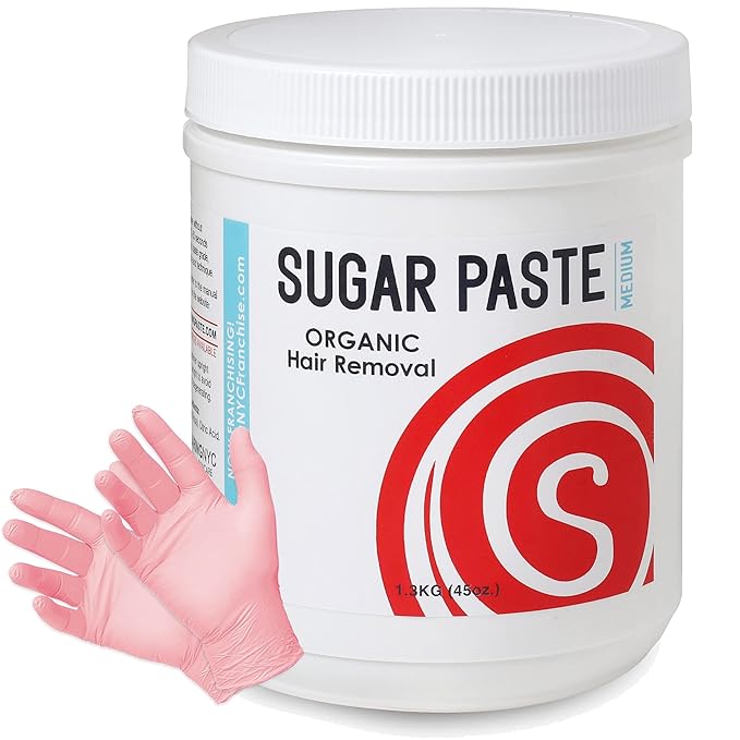Sugaring Paste - Medium Grade Universal Paste for Large Areas, Back, Shoulders, Arms, Legs + Glove Set