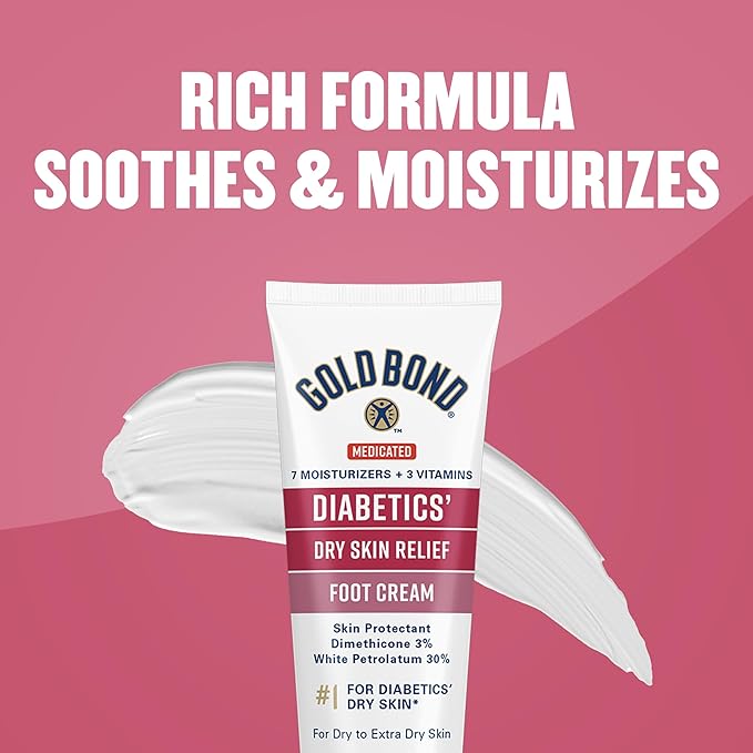 Gold Bond Medicated Diabetics' Dry Skin Relief Foot Cream, 3.4 oz., Skin Protectant