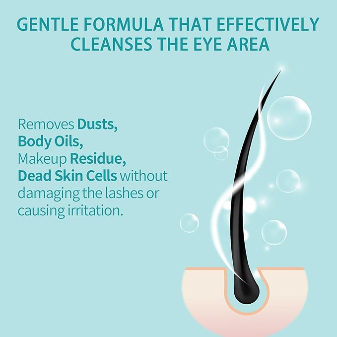 Lash Shampoo for Lash Extensions 2 Fl Oz / 60ml - Includes 2 Lash Shampoo Brushes for Cleansing - Eyelash Extension Cleanser for Professional Salon and Home Use (Unscented-60ml)