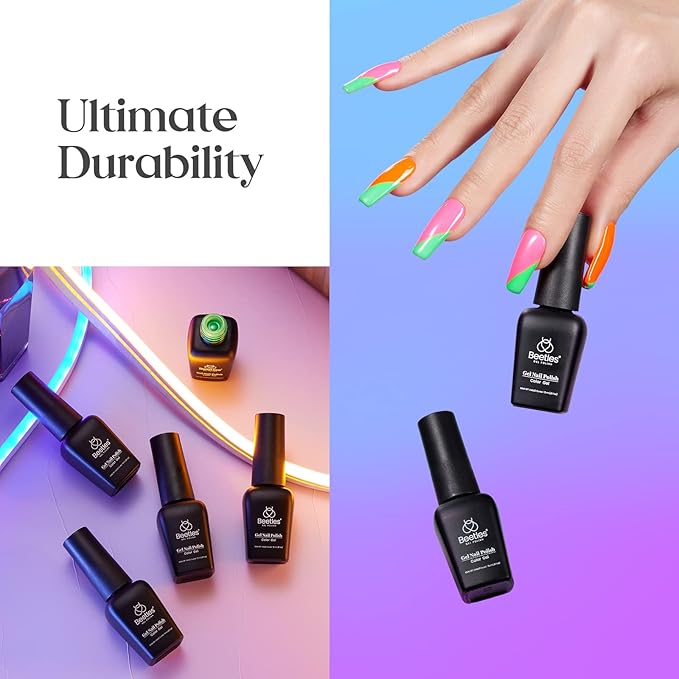 Beetles Summer Gel Nail Polish Set, Neon Orange Hot Pink Blue Yellow Green Purple Halloween Gel Polish 6 Colors Soak Off Uv Led Nail Art Manicure