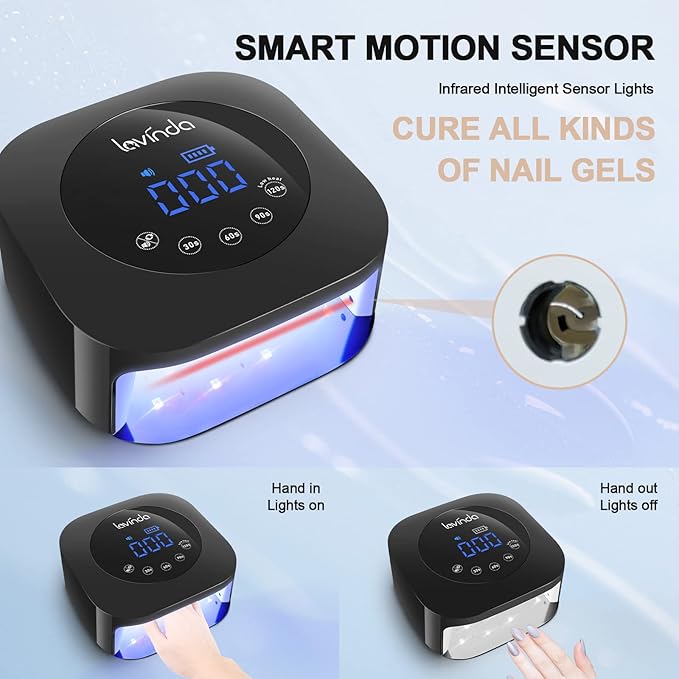 Lavinda Professional Nail Drill Machine, Electric Nail Drill Kit for Acrylic Gel Nails & UV Nail Lamp 54W Rechargeable Nail Dryer