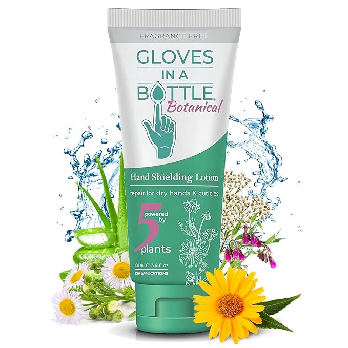 Gloves In A Bottle – Shielding Lotion for Dry Skin, Hand Lotion Travel Size, Protects & Restores Dry Cracked Skin (3.4 Fl Oz (Pack of 1), Botanical)