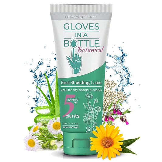 Gloves In A Bottle – Shielding Lotion for Dry Skin, Hand Lotion Travel Size, Protects & Restores Dry Cracked Skin (3.4 Fl Oz (Pack of 1), Botanical)