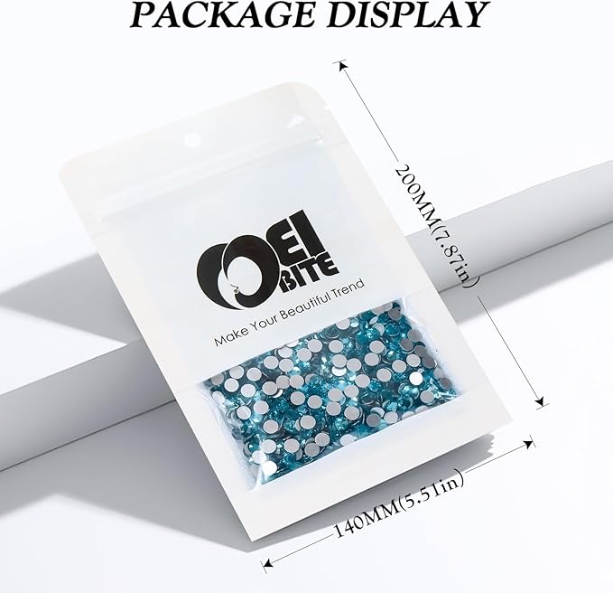 Aquamarine Flatback Rhinestones, Glass Rhinestones for Nail Art and Craft, Glue Fix, Loose Crystal Gemstones(Aquamarine, SS20, 2880pcs, 4.6-4.8mm)