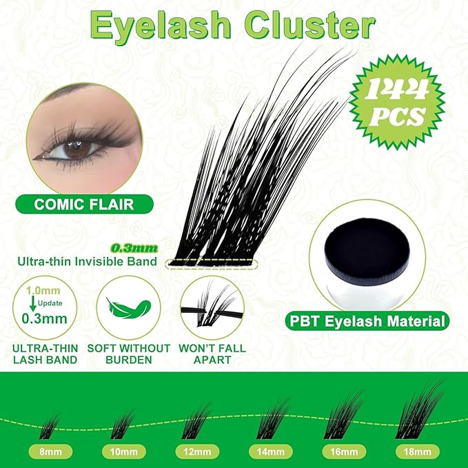 Fox Cat Eye Lashes D Curl Lash Clusters 8-18mm DIY Lash Extension 0.3mm Wispy Individual Cluster Eyelash Extensions, Fairy Fox