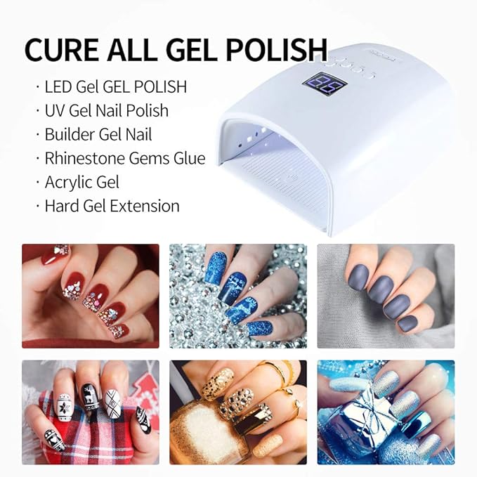 Rechargeable UV LED Nail Lamp, Professional Cordless UV Light for Nails Nail Lamp Machine with Automatic Sensor, 5 Timer Setting Fast Nail Light Curing Lamp for Salon & Home