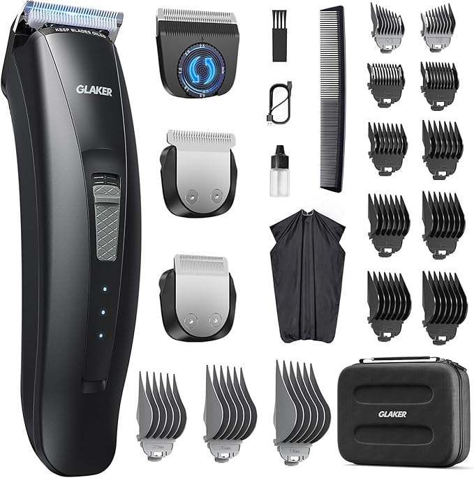GLAKER Hair Clippers for Men - Cordless 3 in 1 Versatile Hair Trimmer with Extra Long Guards, Detachable Blade & Storage Bag, Complete Mens Grooming Kits, Ideal Gifts for Men