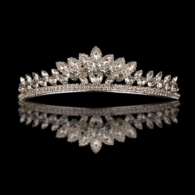 LIMELIA Women's Tiara for Henna Wedding Party|Glitter Hair Accessories for Bridal Birthday Pageant Prom Halloween Costume Christmas Party, Queen Princess Crowns | Leaf Model-Silver