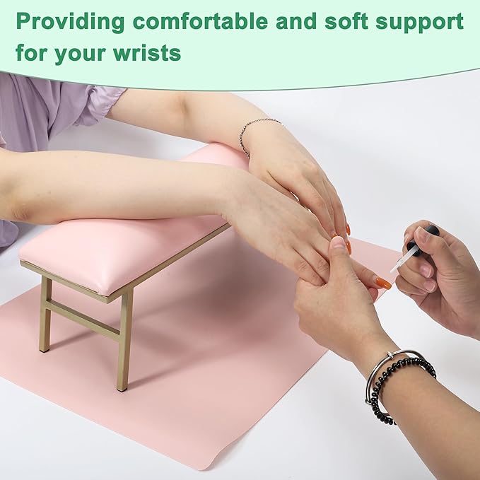 VOCOSTE 1 Set Arm Rest for Nails Tech, Non-Slip Nail Arm Rest, Manicure Hand Rest with Nail Table Mat, Hand Rest for Nails Tech, Nail Hand Rest, Pink