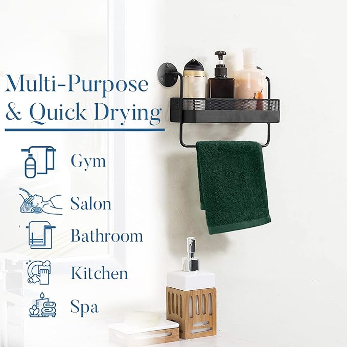 DAN RIVER 100% Cotton Washcloths 24 Pack Premium Quality Face and Body Cloth, Quick Dry Essential Towels for Bathroom, Hand, Kitchen & Cleaning, Baby Washcloths | 12X12 in | 400 GSM | Hunter Green