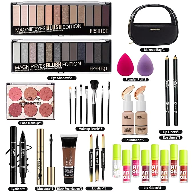 Professional Makeup Set Full Kit All in One Makeup Kit with Cosmetic Bag for Women/Girls&Teenager&Beginners Include Eyeshadow/Eyeliner/Foundation(US-C2-2)