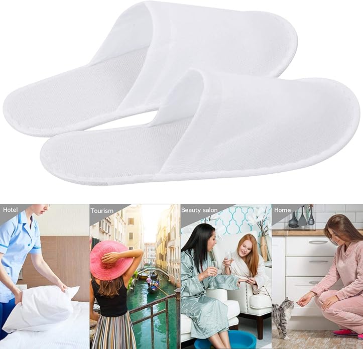 24 Pairs Spa Slippers Flip Flops Disposable Slippers for Hotel Guests Women Men Closed Toe Super Comfort White
