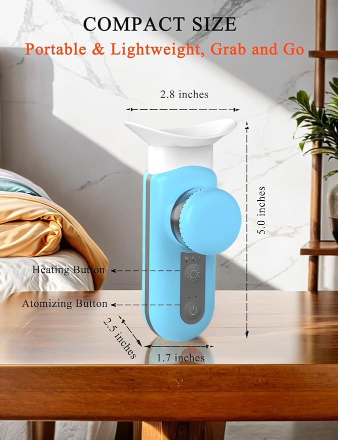 Portable Electric Heated USB Nano Eye Mist Sprayer - Steamer for Dry Eyes & Stye Relief, Warm Compress, Rechargeable Drops Steamer for Home, Office & Travel, Blue