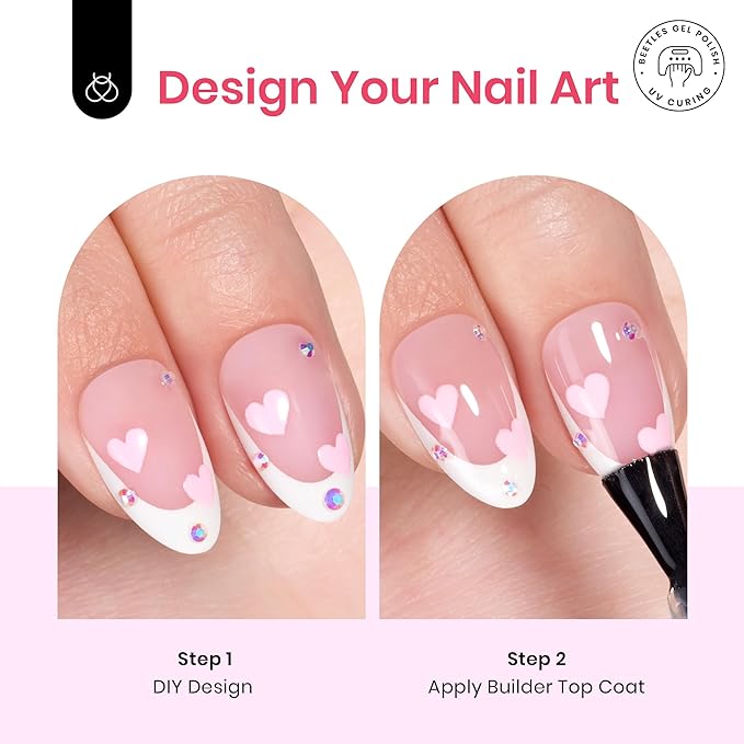 Beetles X Press Kit Gel Nail Kit, Press On Nails Short Almond Kit with 224Pcs French Nail Tips Nail Glue & Remover Builder Top Coat Mini Nail Lamp All-in-One DIY Nail Kit Gift for Women