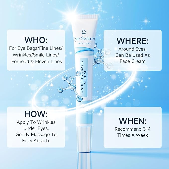 Under Eye Bags and Wrinkles, Under Eye Cream, Wrinkle Filler, Visibly Improves for Bags Dark Circles Treatment for Puffines, 15ml/0.5 fl.oz