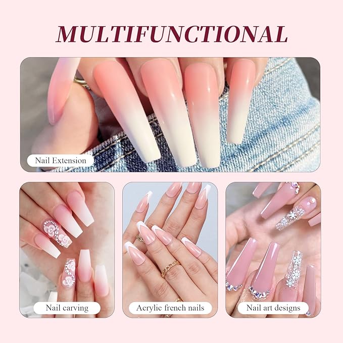 SAVILAND Acrylic Nail Kit for Beginners: White Pink Clear Acrylic Powder and Liquid Set with Nail Brush Forms Manicure Tools Kit with Everything for Beginners Home DIY Nail Art Salon