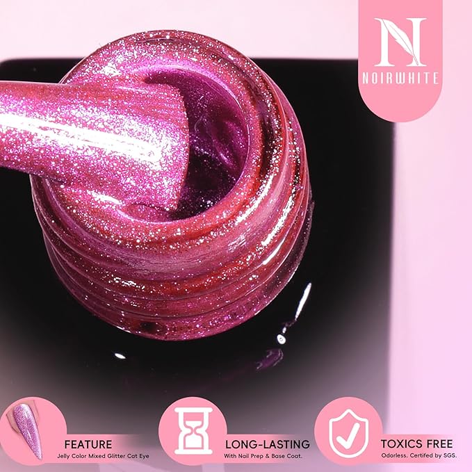 Cat Eye Gel Nail Polish Kit with UV Light，12 Colors Glitter Pink Red Purple Green Blue Gold Shimmer Colors Gel Nail Polish with Magnet Top Base Coat Nail Art Manicure Salon DIY Home Gifts