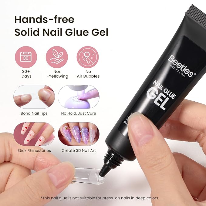 Beetles Gel Nail Kit Medium Square with Nail Dehydrator and Primer, 576Pcs Half Matte Etch-X Gel Nail Tips Solid Nail Glue Mini Nail Lamp Acrylic Nail Tips Easy DIY Nail Extension Set Gift for Women