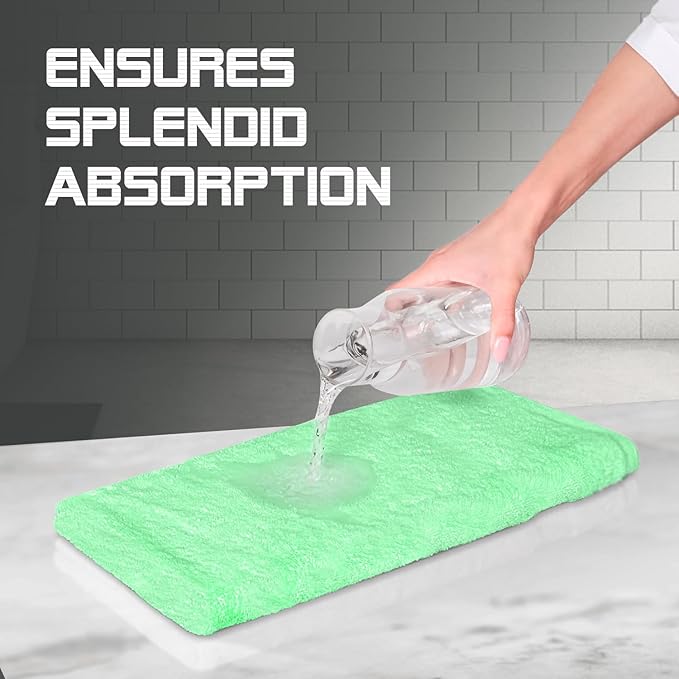 Oakias 100% Cotton Wash Cloths 24 Pack Green - 12 x 12 Inches Ring Spun Cotton Facial Towels - Highly Absorbent Quick Dry Spa Towels - Bulk Washcloths Ideal for Scrubbing and Cleaning