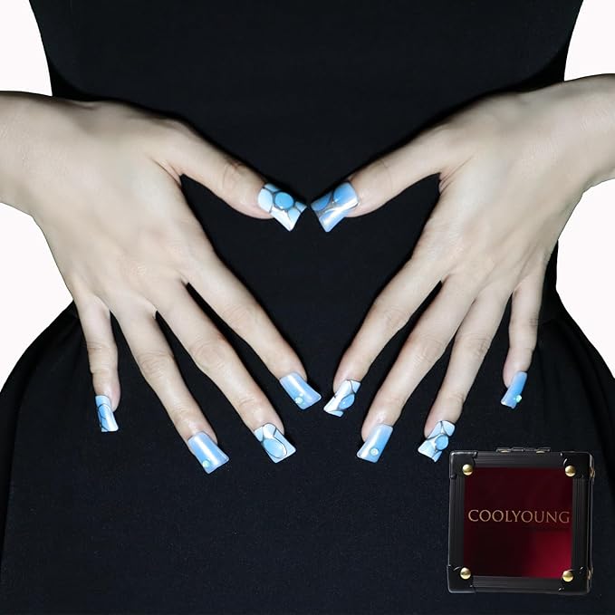 Handmade Press on Nails Gifts For Women COOLYOUNG Duck Nails Press on Include 1 Storage Pouch 1 Gift Box 48 Nail Glue Stickers 10Pcs 3d Press on Nails (L)